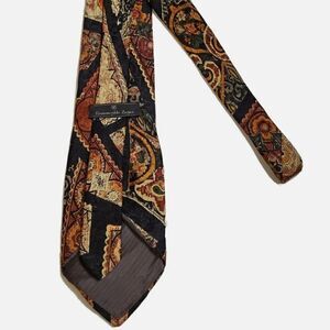 ERMENEGILDO ZEGNA BLACK MULTICOLOR 100% SILK NECKTIE MADE IN ITALY